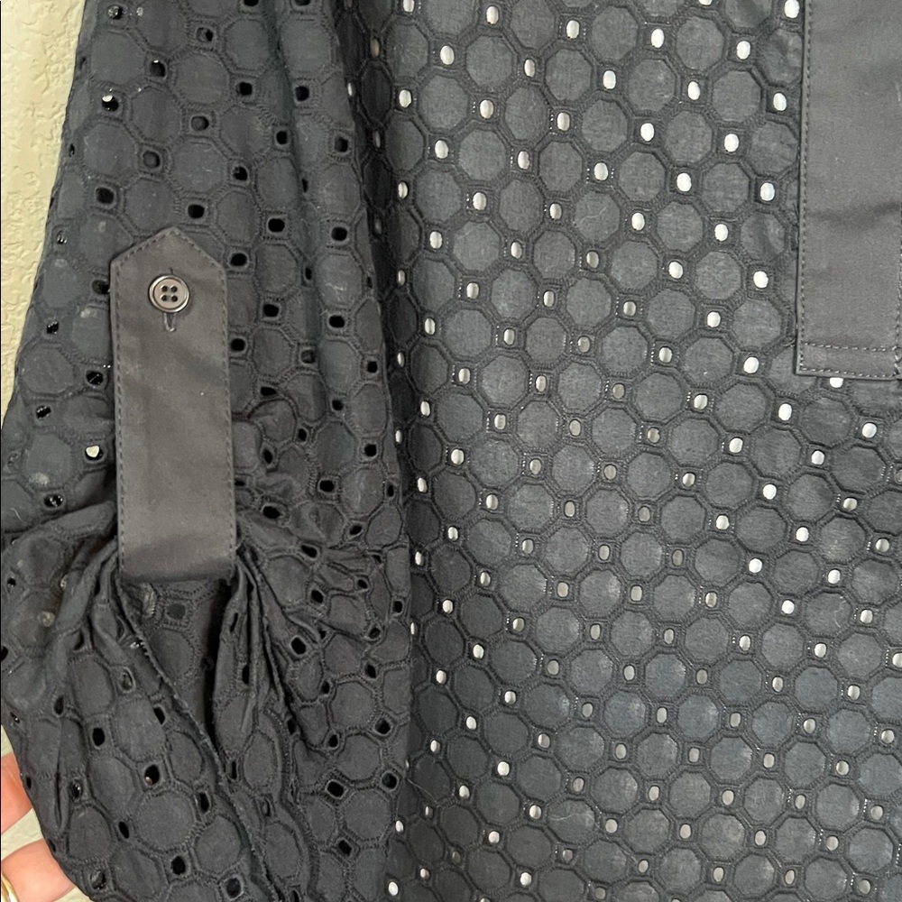 Finley Black Eyelet And White Minimalist Quiet Luxury  Dress Size M - Picture 4 of 8